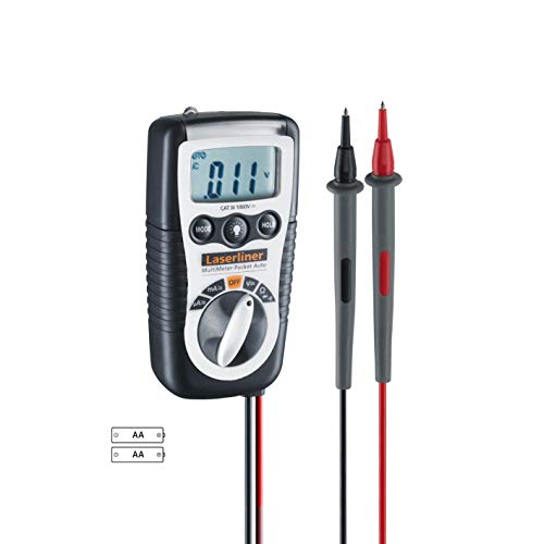 LASERLINER - MultiMeter-Pocket - Multimètre - Mesure Tension et Courant - CAT III 1000V - Entièrement Protégé - Précision Haute Qualité - Lampe de Poche Intégrée - Solide et Pratique