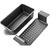 HONGBAKE Meatloaf Pan with Drain Tray, 9 x 5 Inches Loaf Pans with Insert, Nonstick Meat Loaf for Baking, Reduce the Fat and Kick Up the Flavor, Grey