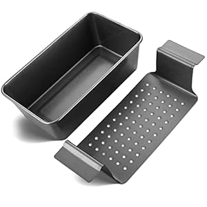 HONGBAKE Meatloaf Pan with Drain Tray, 9 x 5 Inches Loaf Pans with Insert, Nonstick Meat Loaf for Baking, Reduce the Fat and Kick Up the Flavor, Grey