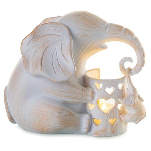 Gold and White Elephant Candle Holder