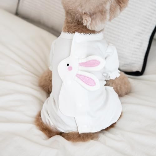 犬 服 猫 服 洋服 長袖 可愛い 背中開き 春夏秋用 柔らかい 小型犬 中型犬 犬の服 伸縮性 通気性 防虫 UVカット 脱毛保護 皮膚保護 (白, 2XS)