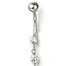 COOLSTEELANDBEYOND Belly Chain Belly Button Ring Body Jewelry Piercing Navel Ring with Long Dangle Cubic Zirconia