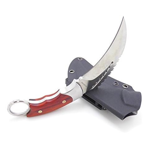 MASALONG Moltres Outdoor Survival Claw Tactical Double Edged Sharp Fixed Blade Knife with Sheath (White) Cover