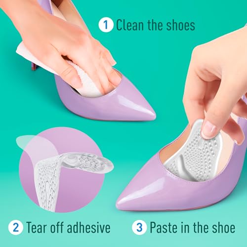 COMFWALK Metatarsal Pads 3 Pairs - Ball of Foot Cushion - Soft Cushion Design - Shock Absorbing - Anti-Slip Strong Adhesive - High Heel Pain Relief - (Clear)