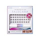 FALSCARA Complete DIY Eyelash Extensions Starter Kit, Bond & Seal, Precision Applicator & 36 Lengthening 10mm-12mm Natural Volume Lash Extension Wisps, Sporty Style & Rounded Shape