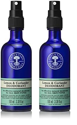 Neal's Yard Remedies Lemon & Coriander Deodorant, Lasting Freshness to Face the Day, Spray Deodorant, Vegan & Cruelty-Free, 100ml (Pack of 2)