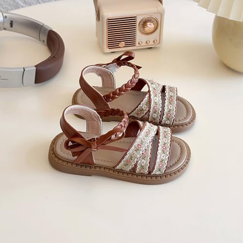 IWIHMIV Toddler Girl Sandals Flower Girl Summer Dress Soft Sole Beach Shoes Open Toe Non Slip Flat Party Sandals2