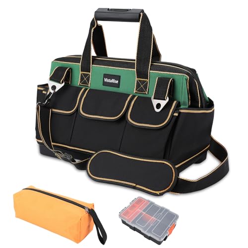 Tool Bag, VistaRise 16-Inch Molded Base Oxford Fabric Tool Bag, Wear-resistant Waterproof Shoulder Strap Toolkit,Tool Storage Package with Accessory Box and Tool Pouch
