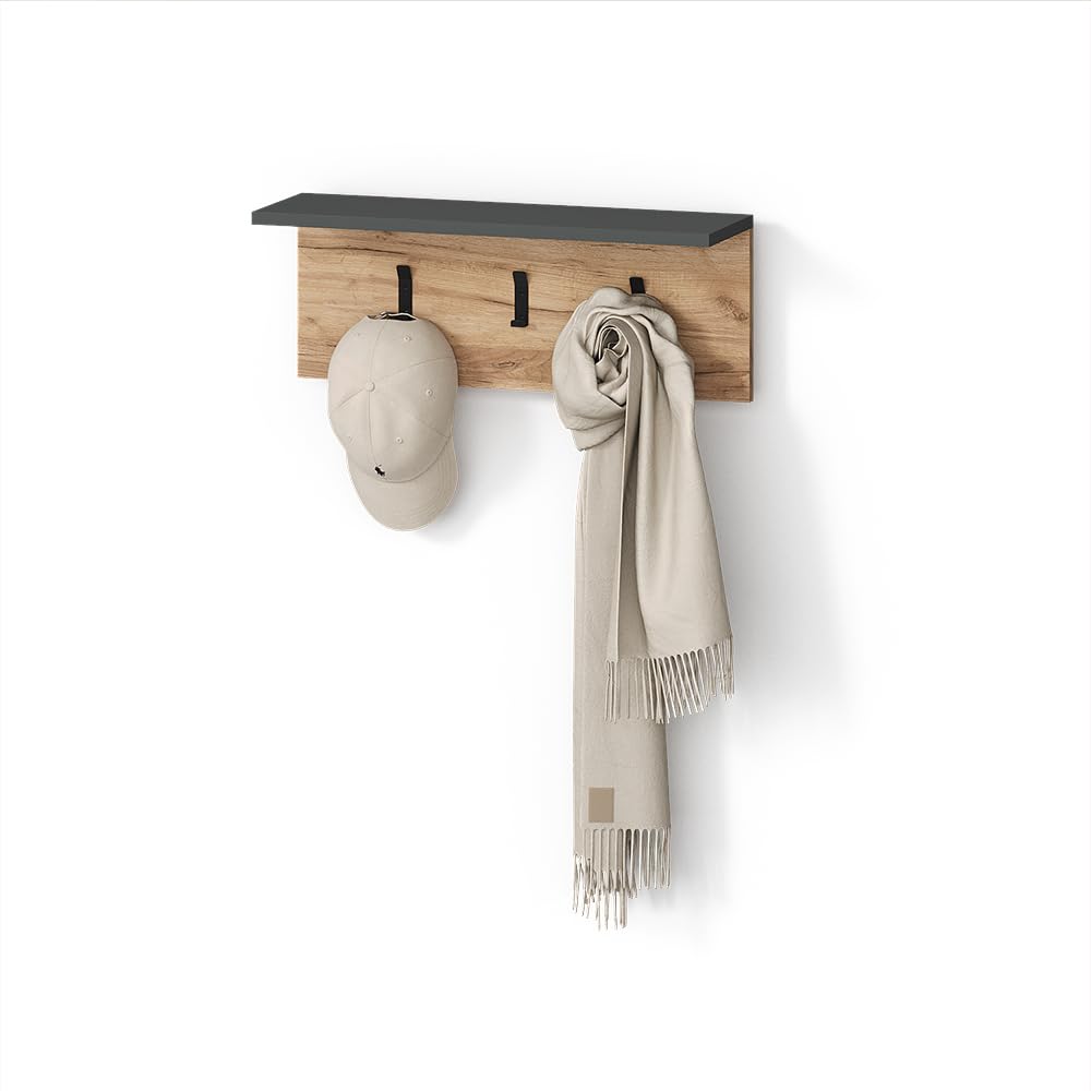 Livinity Appendiabiti da parete Ortello Antracite/Rovere dorato 60x21.6 cm