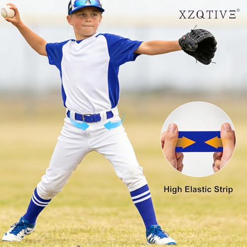 Image of XZQTIVE Baseball Softball Socks and Belt Combo Set Adjustable Softball Socks and Elastic Belt for Kids Youth Adult