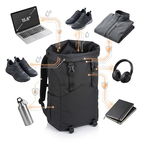 Image of B'CODE Urban Roll-Top Backpack (40L) | Premium Cordura Fabric with Water & Scratch Resistance | Adjustable Strap Compact Design | Anti-Theft Back Pocket | Laptop Backpack for Office