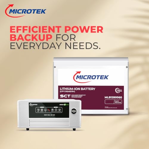 Image of Microtek Combo - Energy Saver NEW 1225 (12V) Digital Wave Inverter 1115VA /925W + 100Ah LiFePO4 Battery (12.8V) | Fast Charge | Long Life | Energy Saver Tech | Power Backup for Home & Office