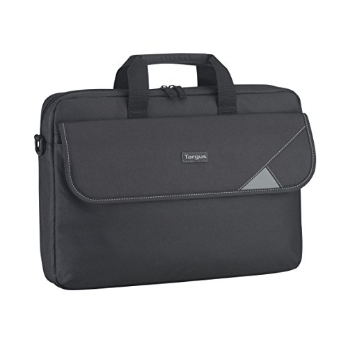 Targus Intellect Topload Hülle Laptoptasche 15.6 Zoll – Umhängetasche mit gepolstertem Notebookfach & Zubehörtasche – Arbeitstasche mit verstellbarem Schultergurt – schwarz/grau, TBT239EU