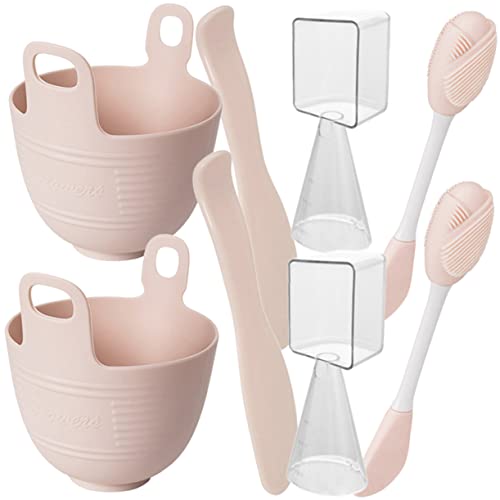 FOMIYES Diy Face Mask Kit 2 Pack Silicone Mixing Bowl Brush Set for Women's Face Masks