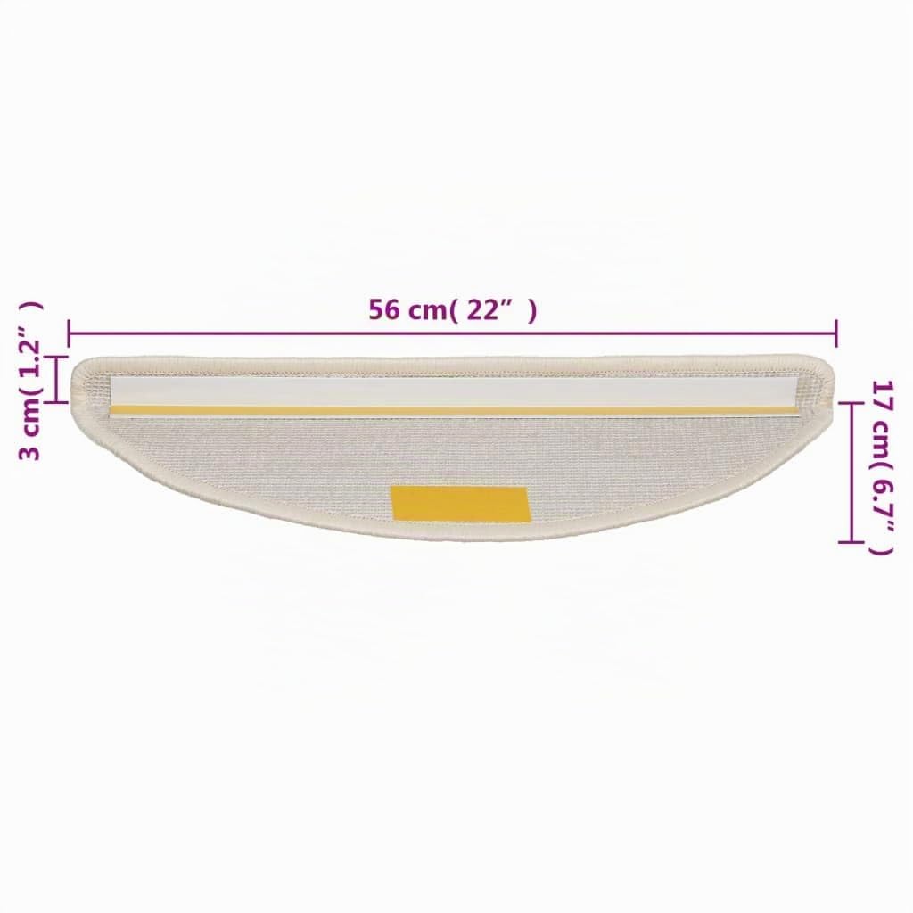 vidaXL Tapis d'escalier 15 pièces 56 x 17 x 3 cm Blanc Demi-Rond