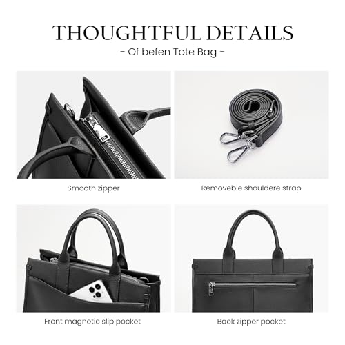 Image of befen Genuine Leather Handbag for Women Small Soft Satchel Tote Bags Crossbody Shoulder Purses with Zipper