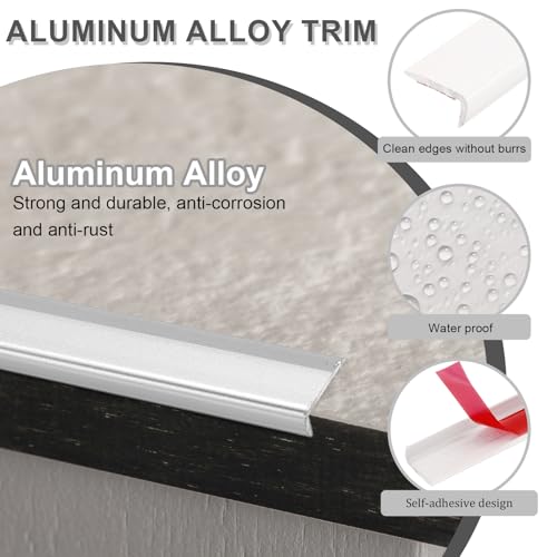Bordes de azulejos en forma de L de aluminio autoadhesivo para cocina 5