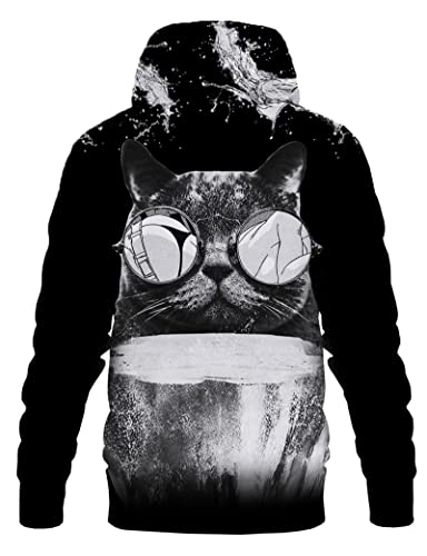Yasswete Men Women Fashion Novelty Hoodie For Adults Teens Unisex 3D Animal Printed Funny Graphic Hoodies Black Hooded Sweatshirts Cool Teens Youth Clothing Size Medium #TOP2