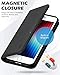 SHIELDON Case for iPhone SE 2022/SE 2020, Genuine Leather Card Holder Magnetic Stand Flip Book Cover Shockproof Protection Case Compatible with iPhone SE3/SE2/8/7 - Black