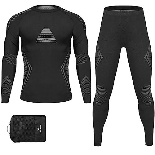UNIQUEBELLA Ropa Interior térmica de los Hombres, Transpirable y de Secado rápido Ropa Interior Funcional de los Hombres Flexible Conjunto de Ropa Interior de esquí - Invierno Ropa Interior térmica