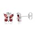 Sterling Silver .88 Cttw Garnet Butterfly Stud Earrings