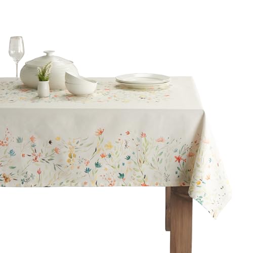 Maison d' Hermine Table Cloth Rectangle Table 100% Cotton 60 x 90 Inches Tablecloth Reusable Decorative for Dining Kitchen Room Farmhouse Home Gifts for Mothers Day Spring Summer - Colmar