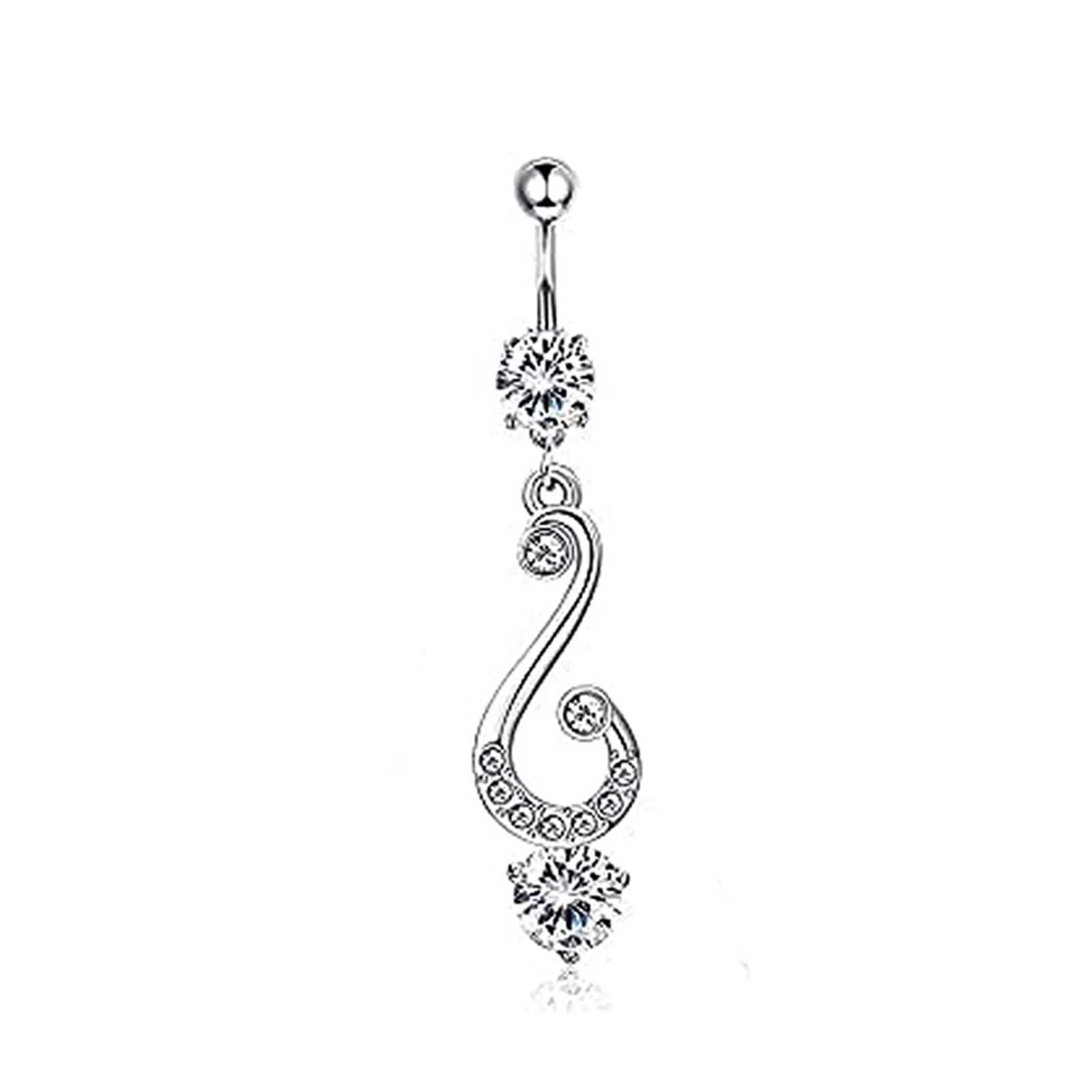Bauchnabelpiercing Schmetterling Chirurgenstahl, Bauchnabelpiercing H?Ngend Sexy 14 Gauge Schmuck Set Blatt-Herz Bowknot mit Zirkonia