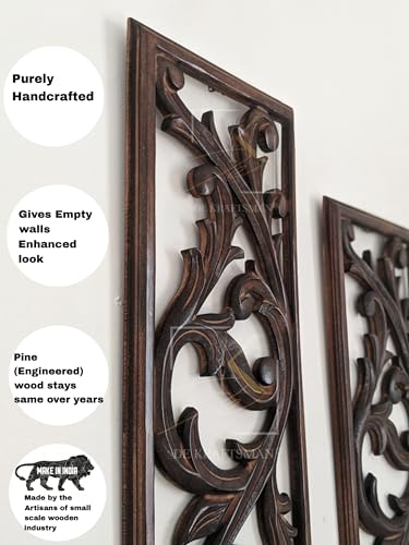 Image of DE KRAFTSMAN Wall panels, CARVED STYLE set of 3 wall decor handcarved antique wall panel decor 24X8 inch (Frost White color) (ITALIANO WHITE 3)