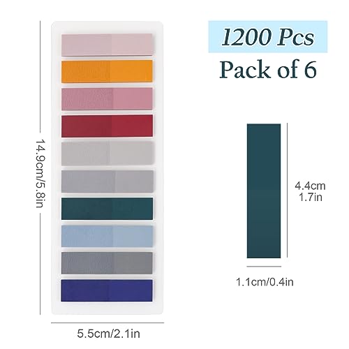 Qufiiry Page Markers Tabs, 1200 Pcs Index Tabs, Pack of 6 Sticky Tabs Page Markers - Image 2