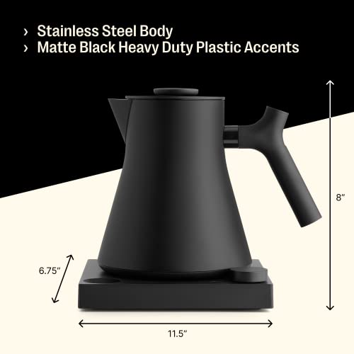 Image of Fellow Corvo EKG Pro Gooseneck Electric Kettle for Pour Over Coffee & Tea | Precise Temp Control, Quick Heating, Stainless Steel, Brew Timer, Scheduling, LCD Display, Hold Mode, 0.9 Liter, Matte Black