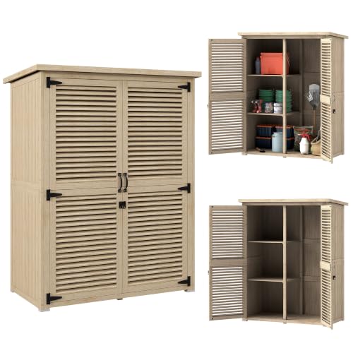 Outsunny Armadio da Giardino Portaoggetti 127x65x159.5/168 cm Color Legno