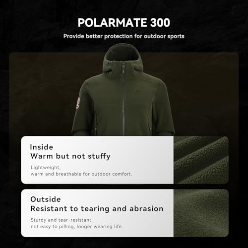 Image of KAILAS Men's Fleece Hooded Full Zip Jacket Lightweight Winter Jacket Polar Warm Coat Pockets Outdoor Jacket