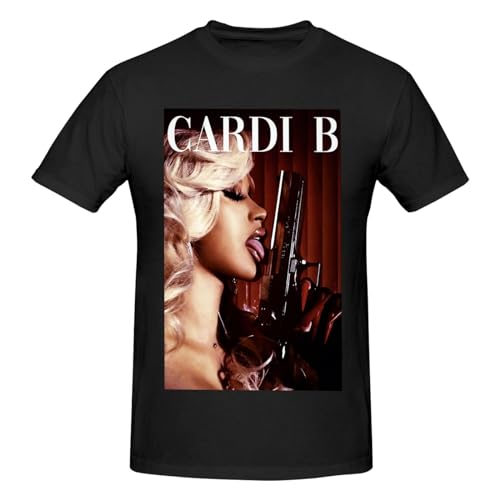 Cardi Musics B Shirt Men's T-Shirt Classic Short Sleeve Top Fashion Tee XX-Large Black