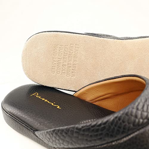 PAMIR Mens Premium textured Leather House Slippers with Memory Foam3