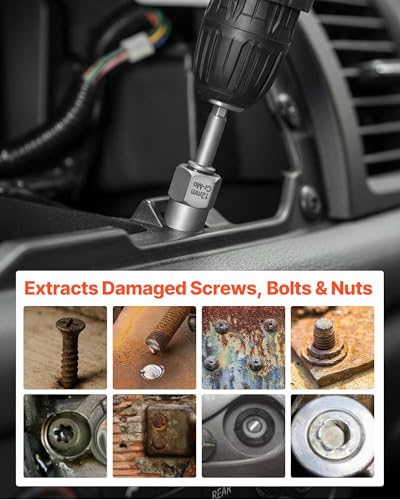 Image of VEVOR Bolt Extractor Kit, 16 Pieces Impact Bolt & Nut Remover Set with Adapters and Pin Punch, Solid Storage Case, Cr-Mo Steel for Removing Damaged, Rusted, Stripped, Rounded Bolts, Nuts and Screws