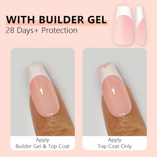 Medium Coffin Gel Nail Tips French Tips-Nude Soft Gel Fake Nail Tips 15 Sizes 150Pcs Pre-Primer&Base Coat&Color Gels French Nail Tips - Image 4