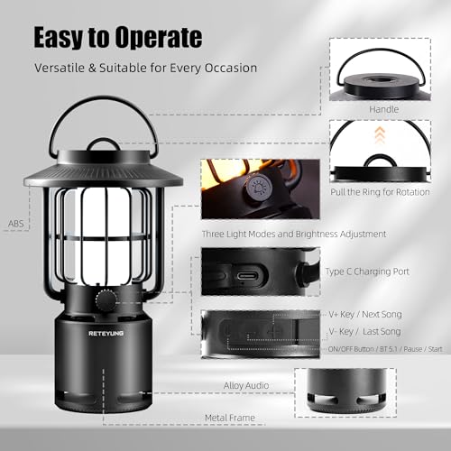 RETEYUNG Outdoor Bluetooth Speakers Waterproof with Atmosphere Light,Gifts for Men Women Dads,10W Wireless Portable Speaker with LED Flickering Torch Lights for Camp/Patio/Pool/Yard/Home Decor(2 Pcs) - image 7