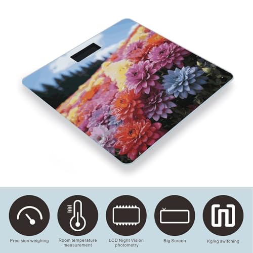 Báscula digital de baño Rainbow Flower Sea con pantalla grande miniatura 3
