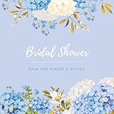 Bridal Shower | Book for wishes and advice: with gift tracker and memory pages. Floral- themed design with blue roses and hydrangeas. Ideal for garden parties and brunches
