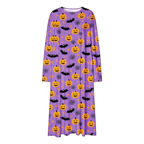 fartey Plus Size Halloween Pajamas Long Sleeve Pumpkin Ghost Nightgown - image 5