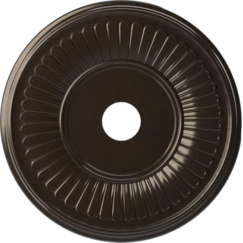 Image of Ekena Millwork CMP22BEERU Berkshire Thermoformed PVC Ceiling Medallion (Fits Canopies up to 10 1 /8 inch), 22 inchOD x 3 1 /2 inchID x 1 inchP, Universal Metallic Rustic Mist