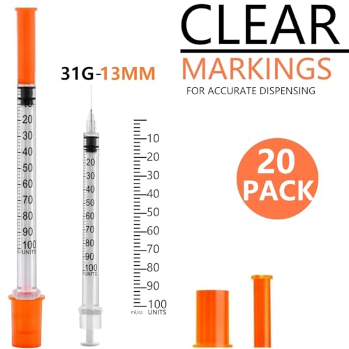 Image of 1ml 31G 1 /2 Inch Measuring Syringes Lab Supplies, Individually Sealed Wrapped - Pack of 20