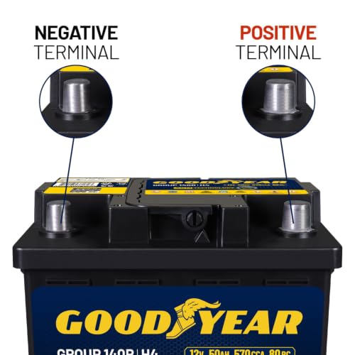 Image of Goodyear 140R-H4-AGM BCI Group Size 140R 12V 50 AH, 80RC, 570 CCA Platinum series Rechargeable AGM Maintenance Free Automotive Battery