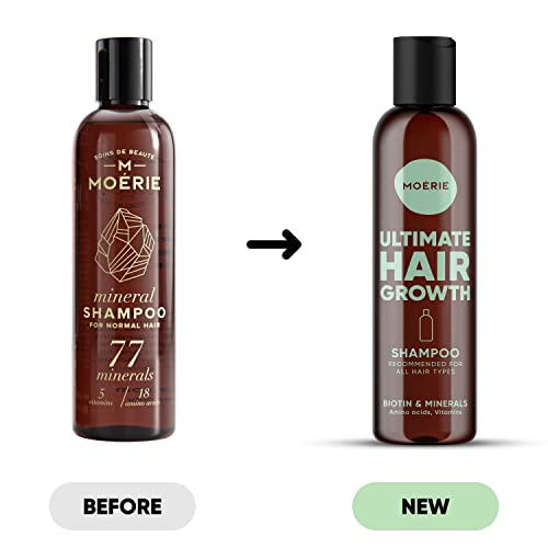 Foto von MOÉRIE Mineralshampoo für längeres, dickeres und volleres Haar – vegane Haarprodukte, parabenfreie Haarprodukte, alle Haartypen, kehren Haarausfall um, 251 ml, Lotion