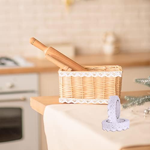 BEHAHAI 2 Roll Self Adhesive Lace Ribbon Vintage Lace Tape Decorative Lace Ribbon Roll Scrapbook Lace Tape Cotton Lace Ribbon Trim Craft Card Making Supplies for Gift Wrapping(3.5 Meter)