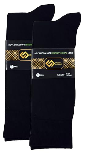 Men's Over The Calf MODAL ULTRA SOFT Dress Socks, Seamless Toe, Flat Knit, OTC Length Socks (Black OTC Flat Knit 2 Pair)2
