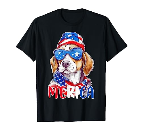Funny Dog Merica 4 de julio para hombres, niños y niñas Camiseta