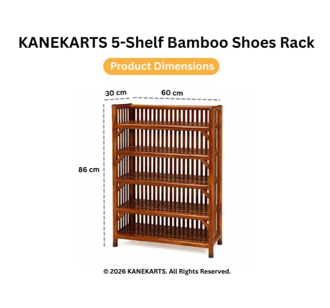 Image of Cane Crafts 4 Tier Bamboo Wooden Shelf Shoe Racks Slipper Stand Chappal Storage Organizer Multi-Purpose Rack for Storage Entryway Shelf Organizer for Home and Kitchen