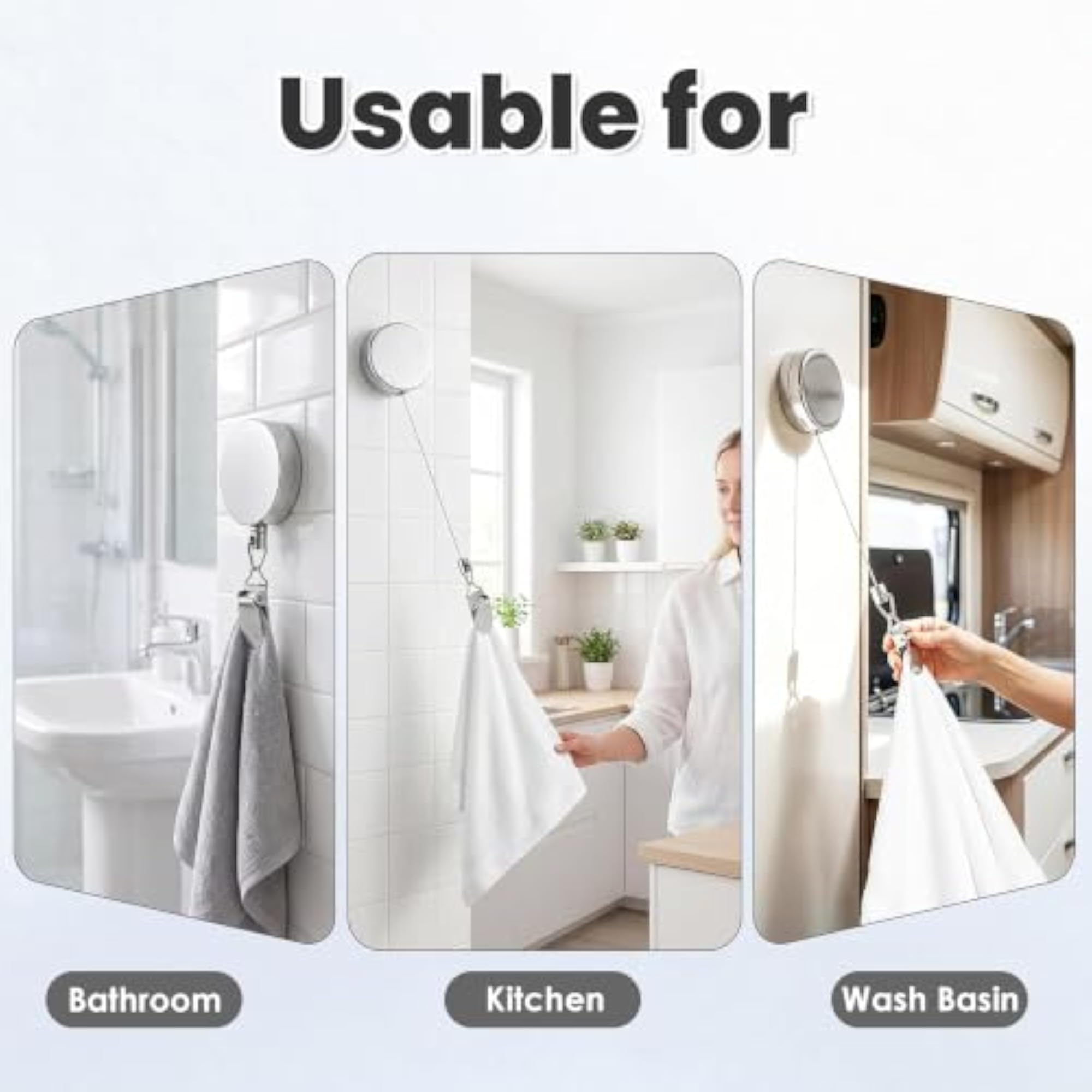 Retractable Towel Holder Clip Stainless Steel