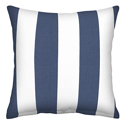 Honeycomb Indoor/Outdoor Cabana Stripe Blue & White Square Toss Pillow: Recycled Fiberfill, Weather Resistant, Reversible, Comfortable and Stylish Pack of 2, 17" Pillows for Patio Furniture - Image 3